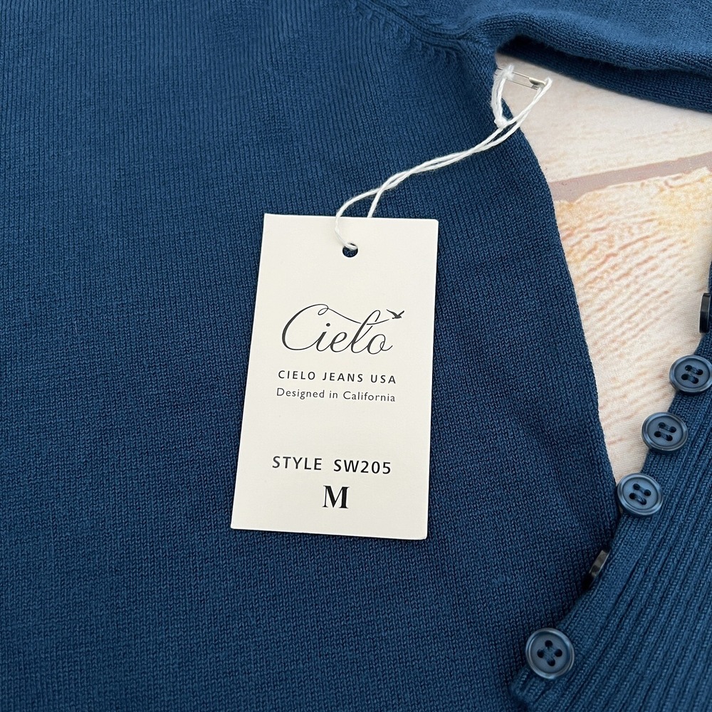 Cielo Blue Cardigan Sweater Women's Long Sleeve Button Up V neck Size M - Picture 10 of 10